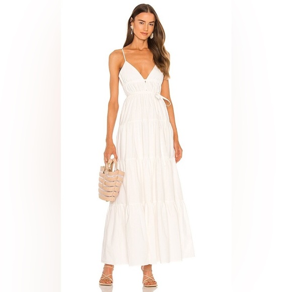 NWT SAU LEE Adele Sleeveless Cutout Maxi Dress White Sz 8...